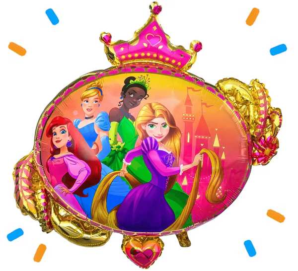 Ariel, Assepoester, Tiana & Rapunzel Disney Prinsessen Helium Ballon XXL - Gevuld Met Helium - 86 cm - Ballonnenshop.nl