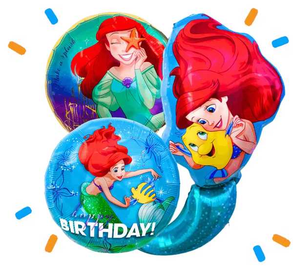 Ariel Disney Prinses Happy Birthday Trosje - Gevuld Met Helium - 86 cm - Ballonnenshop.nl