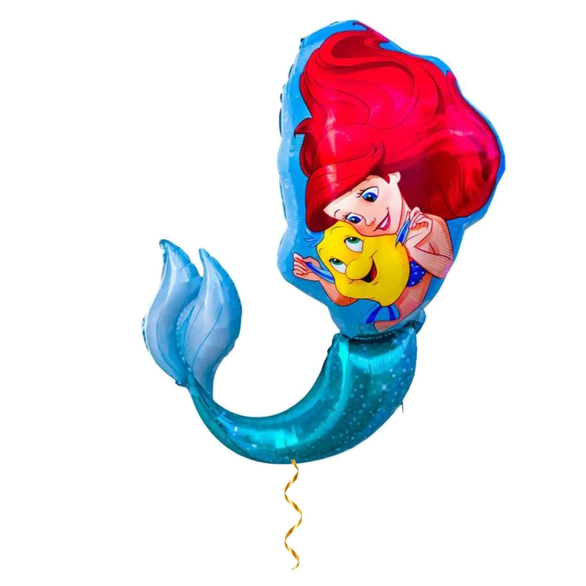 Ariel Disney Prinses XL Ballon – helium gevuld met metallic gouden lint – Ballonnenshop.nl