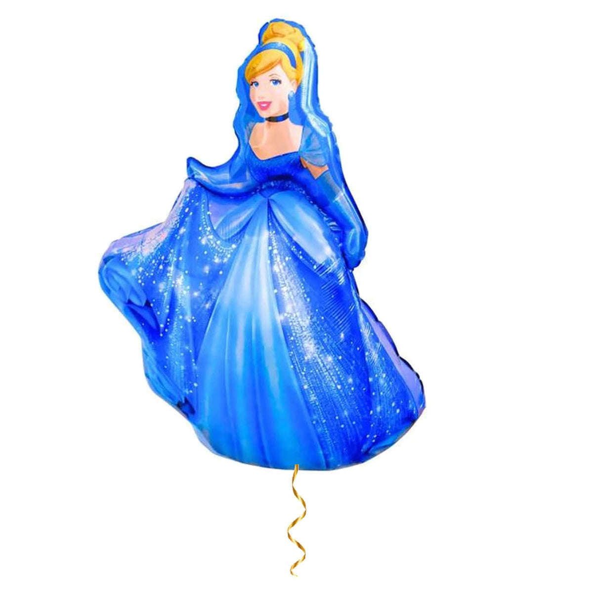 Assepoester Disney Prinses XL – helium gevuld met metallic gouden lint – Ballonnenshop.nl