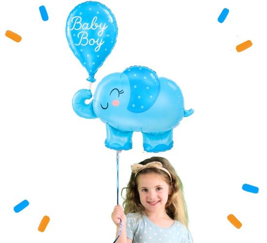 Baby Boy Blauw Olifantje Helium Ballon - Gevuld Met Helium - 78 cm - Ballonnenshop.nl