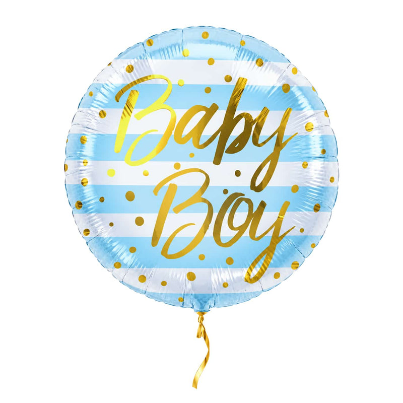 Baby Boy Helium Ballon – met helium gevuld, met gouden lint