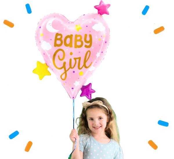 Baby Girl Hart Sterren Helium Ballon - Gevuld Met Helium - 78 cm