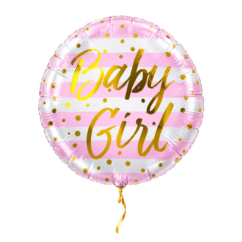 Baby Girl Helium Ballon – met helium gevuld, met gouden lint