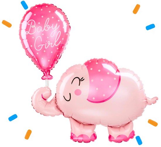 Baby Girl Roze Olifantje Helium Ballon - Gevuld Met Helium - 78 cm - Ballonnenshop.nl