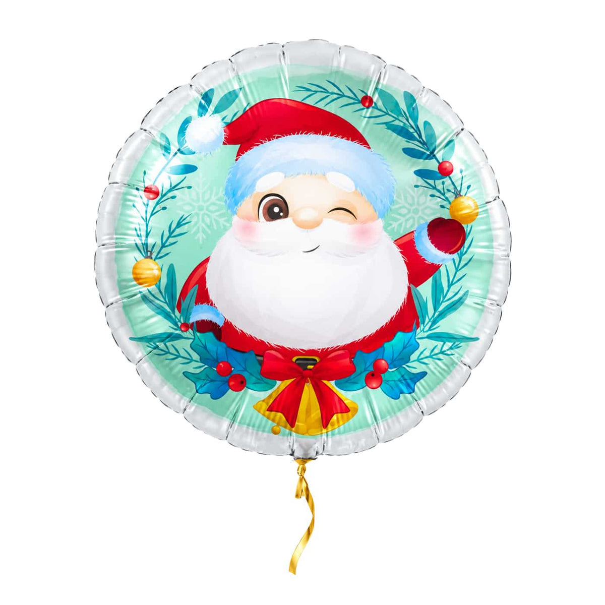 Baby Kerstman Helium Ballon – met helium gevuld, met gouden lint