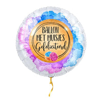 Met Muisjes Gefeliciteerd Ballon – met helium gevuld, met gouden lint