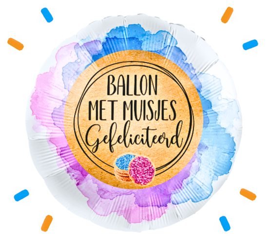 Ballon Met Muisjes Gefeliciteerd Helium Ballon - Gevuld Met Helium - 46 cm - Ballonnenshop.nl