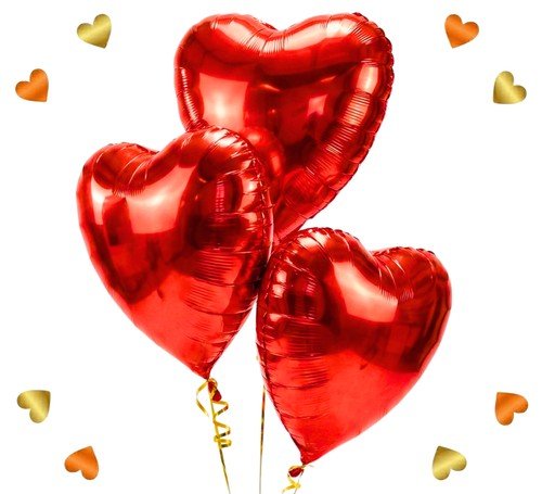 Ballonnentros 3 Rode Hartjes - Gevuld Met Helium - 45 cm - Ballonnenshop.nl