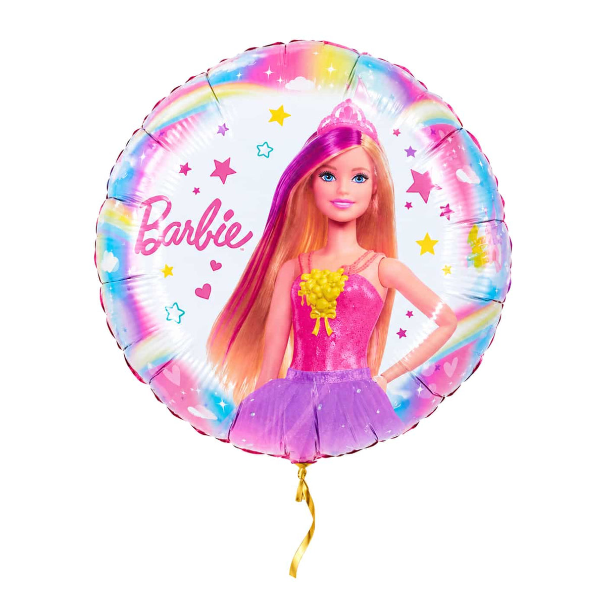 Barbie Helium Ballon – met helium gevuld, met gouden lint