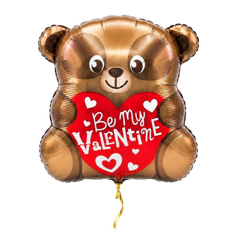 Be My Valentine Beertje – Zacht Gebaar – met helium gevuld, met gouden lint