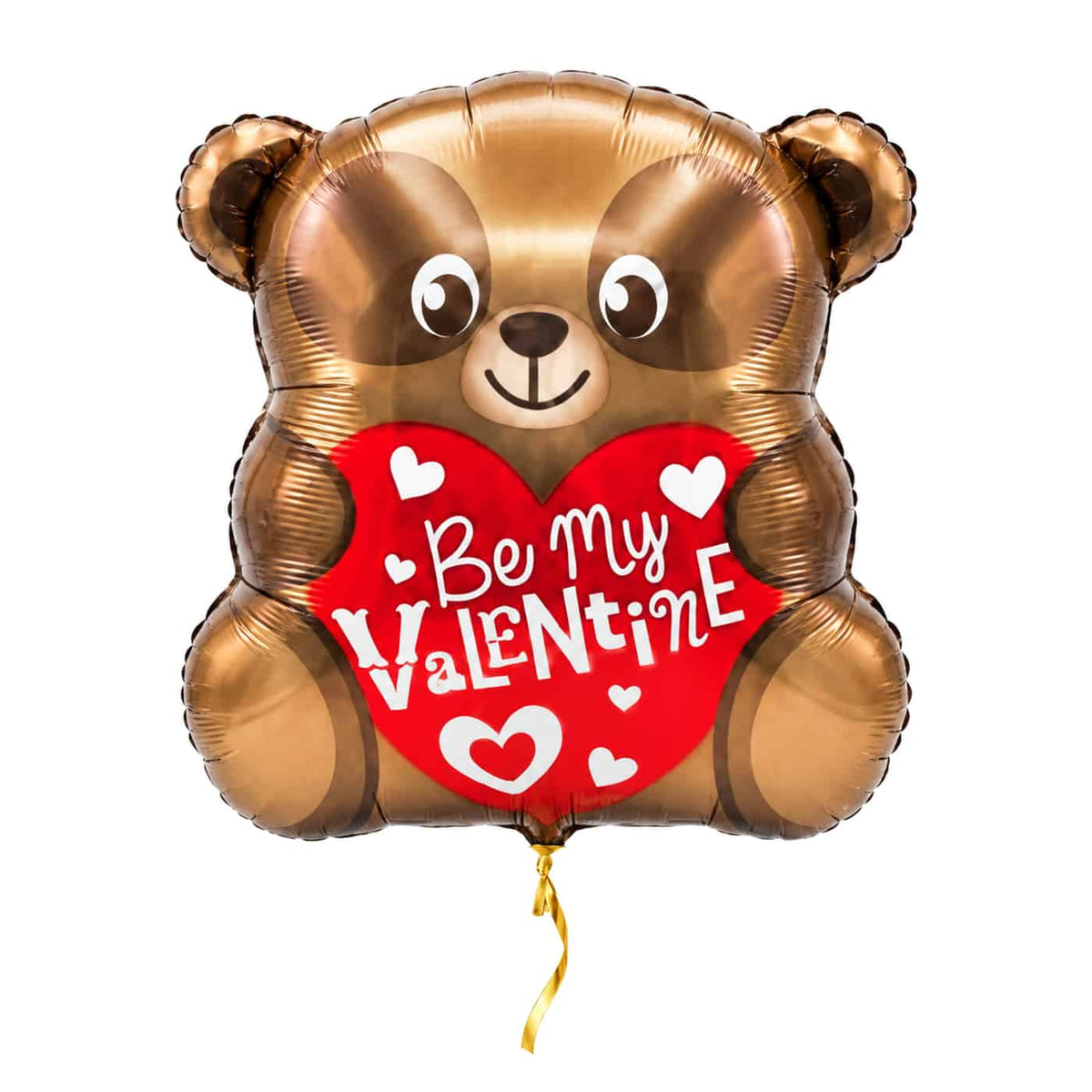 Be My Valentine Beertje – Zacht Gebaar – met helium gevuld, met gouden lint