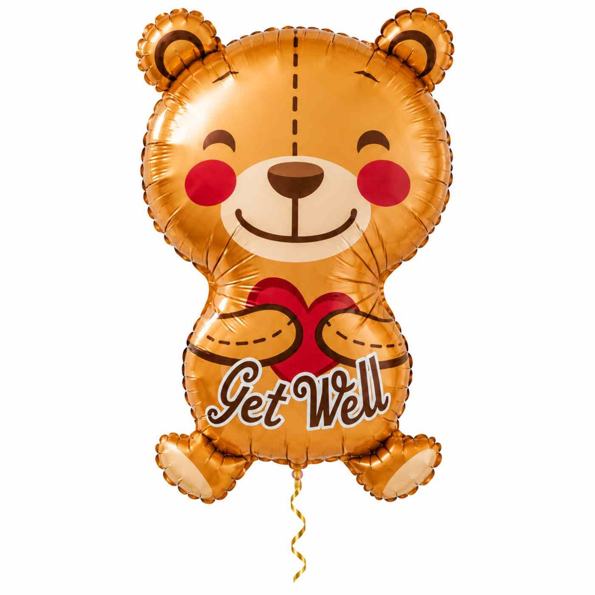 Beer Get Well Helium XL Ballon met dun metallic gouden lint op witte achtergrond – Ballonnenshop.nl