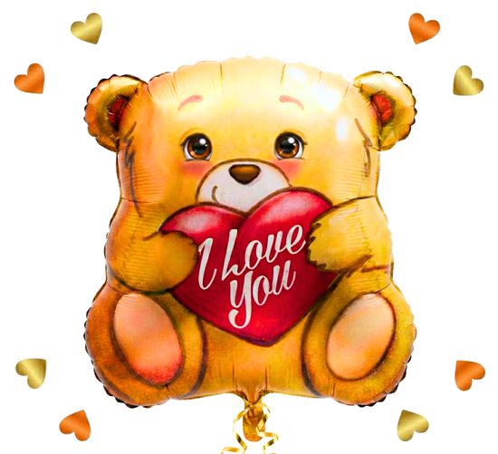 Beertje I Love You Ballon - Gevuld Met Helium - 45 cm - Ballonnenshop.nl