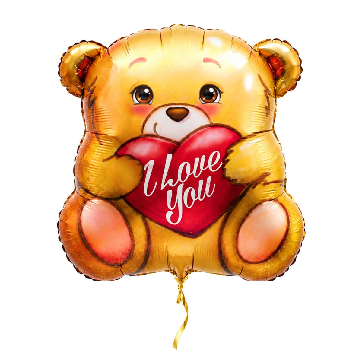 Beertje I Love You Ballon – 45 cm – variant 2 – met helium gevuld, met gouden lint
