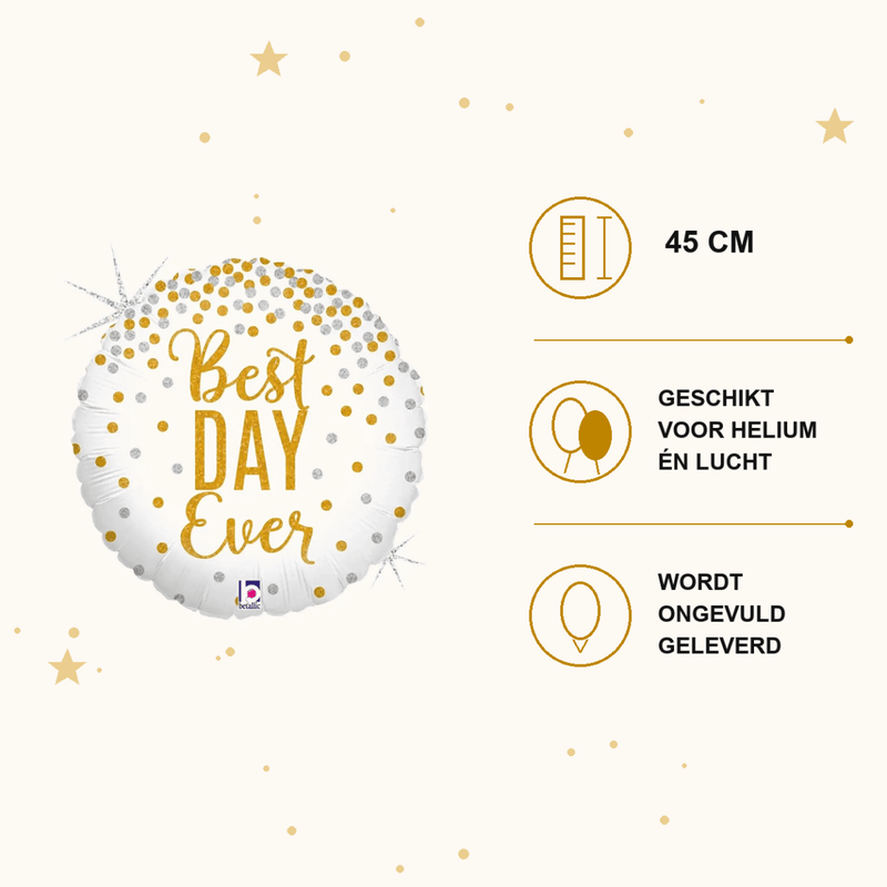 Best Day Ever Folie Ballon - 45 cm - Ballonnenshop.nl