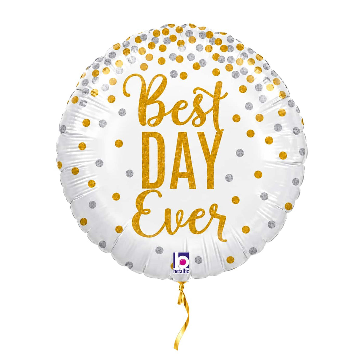 Best Day Ever Helium Ballon – met helium gevuld, met gouden lint