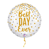Best Day Ever Helium Ballon – met helium gevuld, met gouden lint