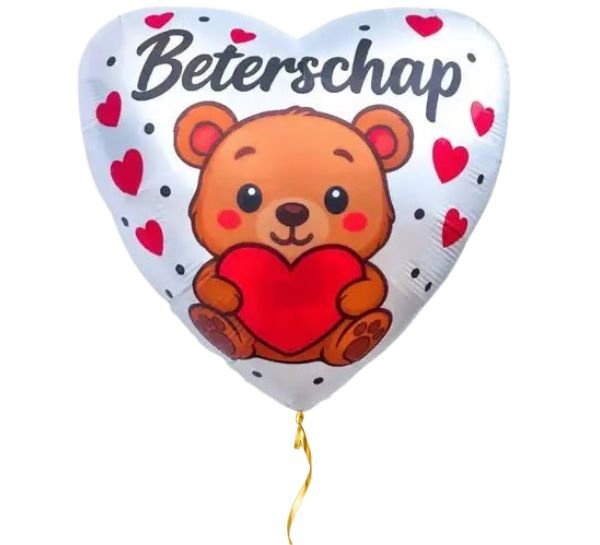 Beterschap Beertje, een liefdevolle knuffel in ballonvorm - Gevuld Met Helium - 46 cm - Ballonnenshop.nl