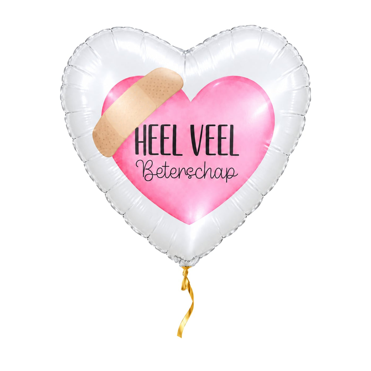 Beterschap Pleister Roze helium ballon van 43 cm in hartvorm met gouden lint