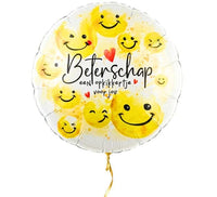 Beterschap Smiley Opkikker Ballon - Gevuld Met Helium - 43 cm - Ballonnenshop.nl