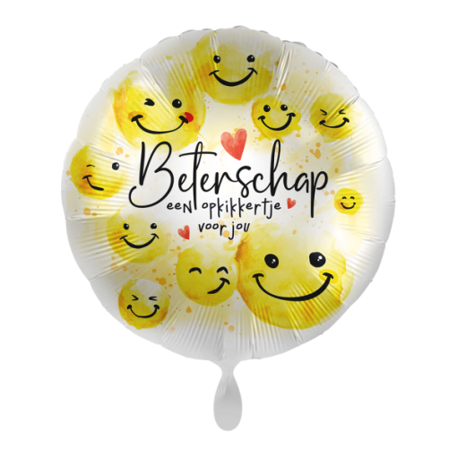 Beterschap Smiley Opkikker Helium Ballon - Gevuld Met Helium - 43 cm