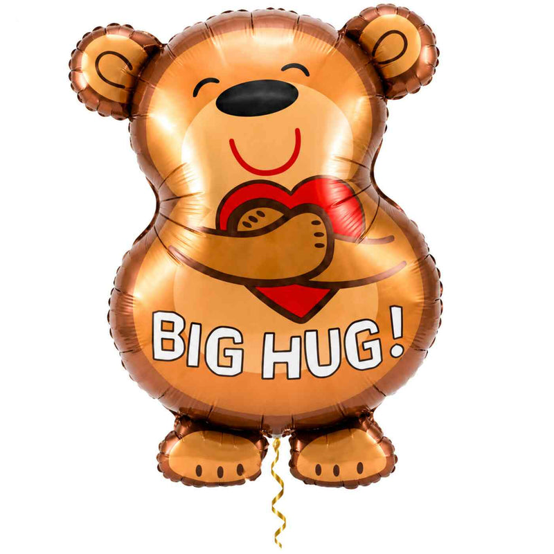 Big Hug Beer Ballon met dun metallic gouden lint op witte achtergrond – Ballonnenshop.nl