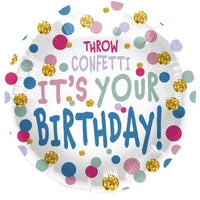 Birthday Throw Confetti Folie Ballon - 45 cm - Ballonnenshop.nl