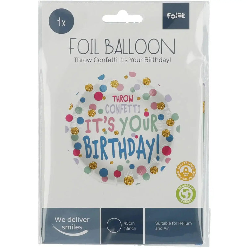 Birthday Throw Confetti Folie Ballon - 45 cm - Ballonnenshop.nl
