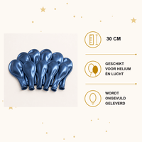 Blauwe Ballonnen Chroom 10 Stuks 30 cm - Ballonnenshop.nl