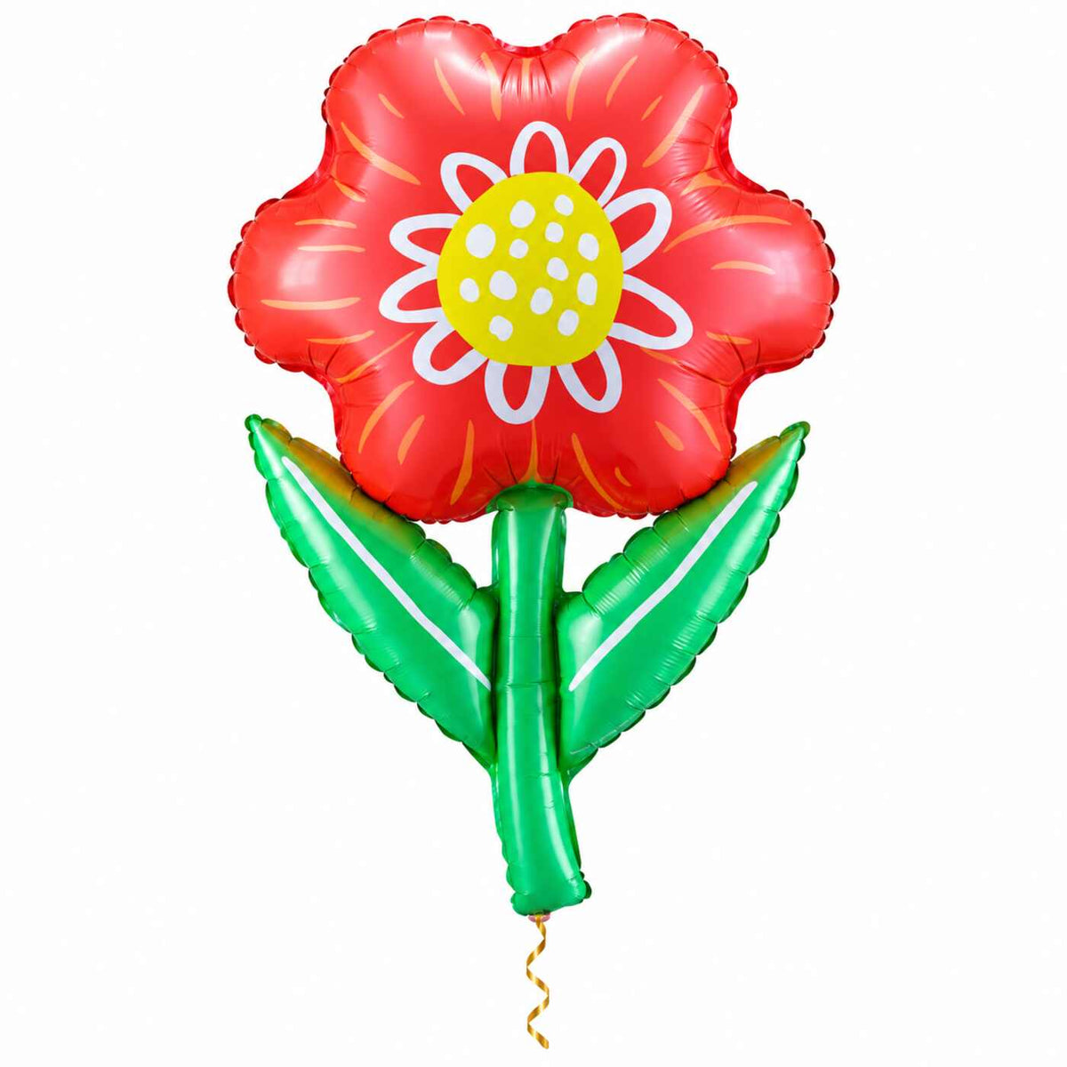 Bloem Helium XL Ballon met dun metallic gouden lint op witte achtergrond – Ballonnenshop.nl