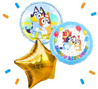 Bluey Happy Birthday Trosje Blauw - Gevuld Met Helium - 46 cm - Ballonnenshop.nl
