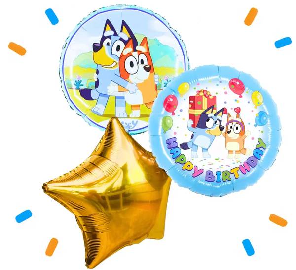 Bluey Happy Birthday Trosje Blauw - Gevuld Met Helium - 46 cm - Ballonnenshop.nl