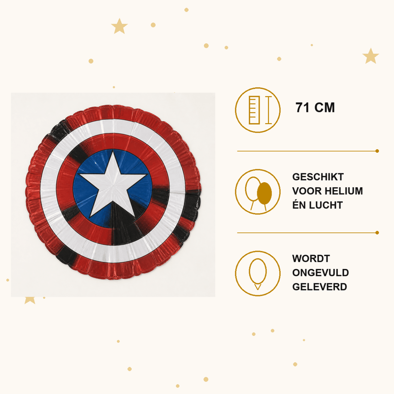 Captain America Shield Folie Ballon - 71 cm - Ballonnenshop.nl