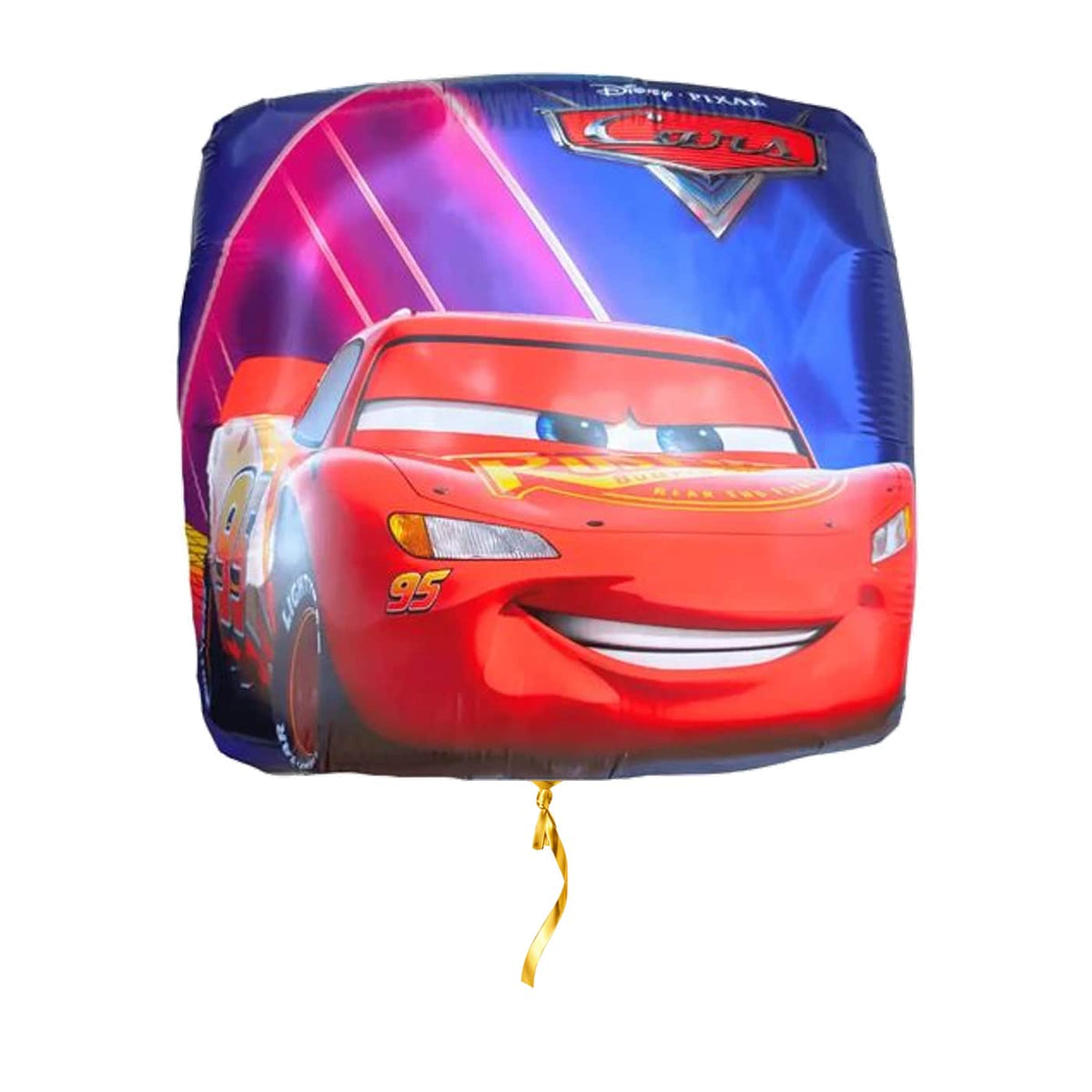Cars Helium Ballon – met helium gevuld, met gouden lint