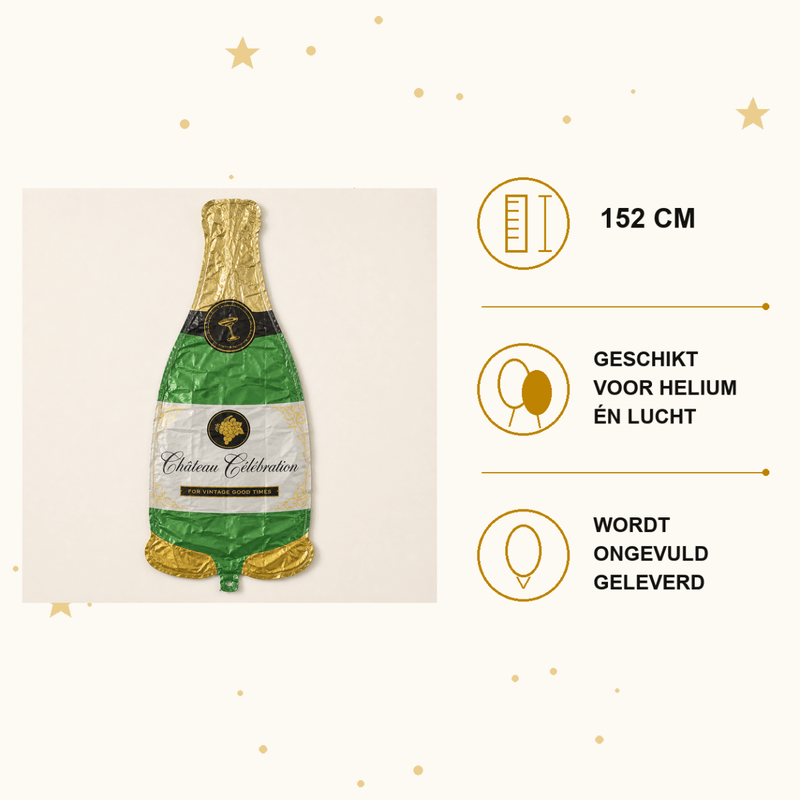 Champagne Fles Folie Ballon - 152 cm - Ballonnenshop.nl