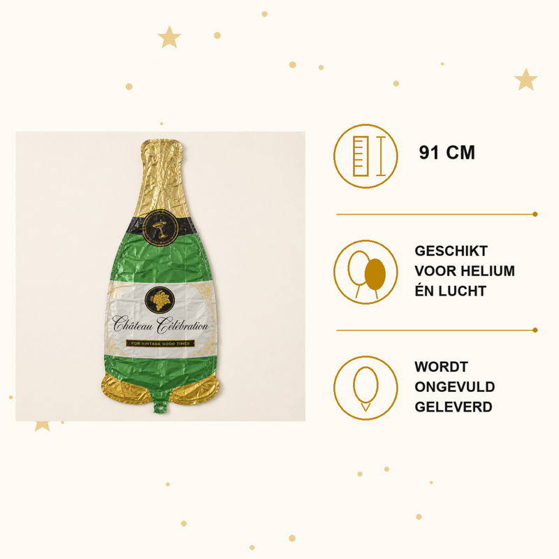 Champagne Fles Folie Ballon - 91 cm - Ballonnenshop.nl