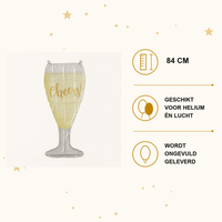 Champagne Glas Folie Ballon Cheers - 84 cm - Ballonnenshop.nl
