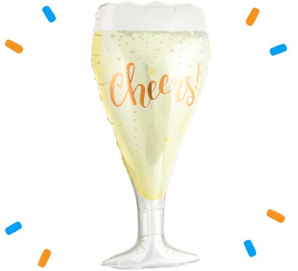 Champagneglas Helium Ballon - Gevuld Met Helium - 86 cm - Ballonnenshop.nl