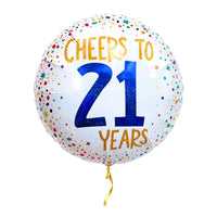 Cheers To 21 Years Helium Ballon – met helium gevuld, met gouden lint