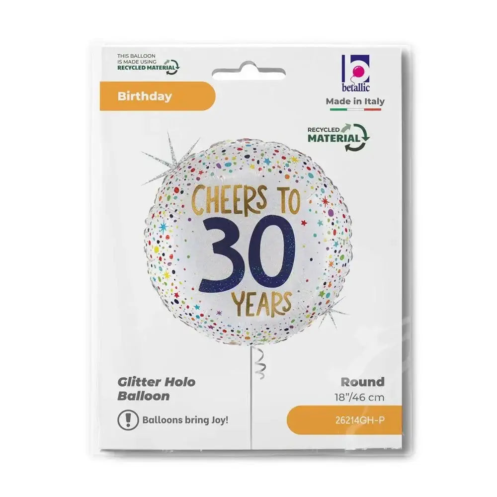 Cheers To 30 Years Folie Ballon - 46 cm - Ballonnenshop.nl