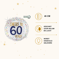 Cheers To 60 Years Folie Ballon - 46 cm - Ballonnenshop.nl