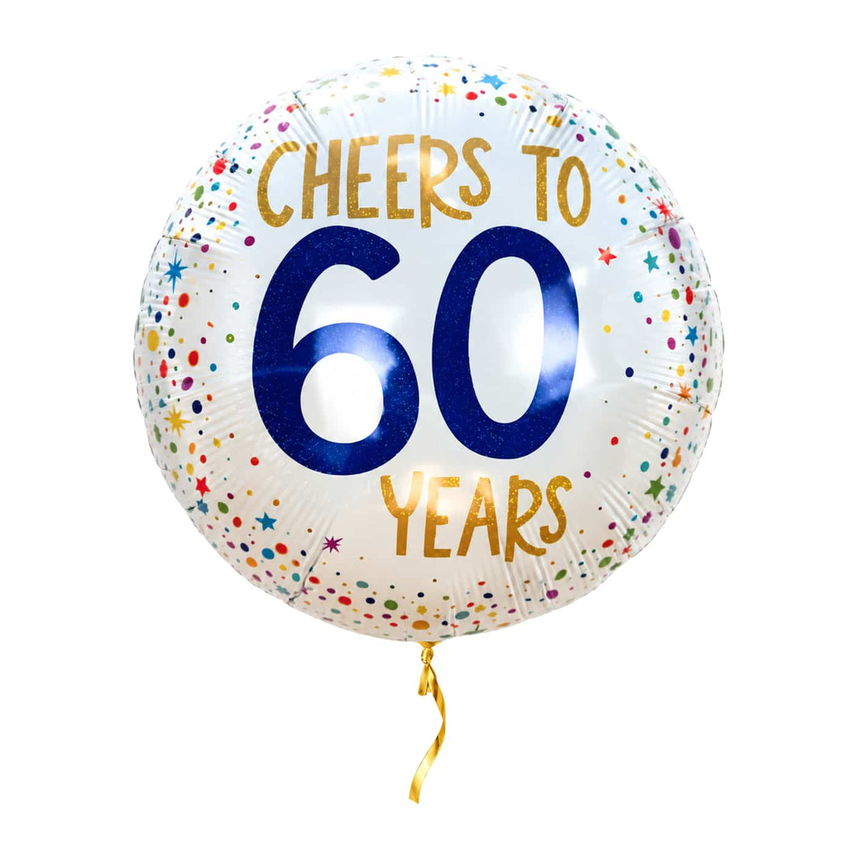Cheers To 60 Years Ballon – met helium gevuld, met gouden lint