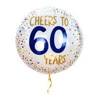 Cheers To 60 Years Ballon – met helium gevuld, met gouden lint