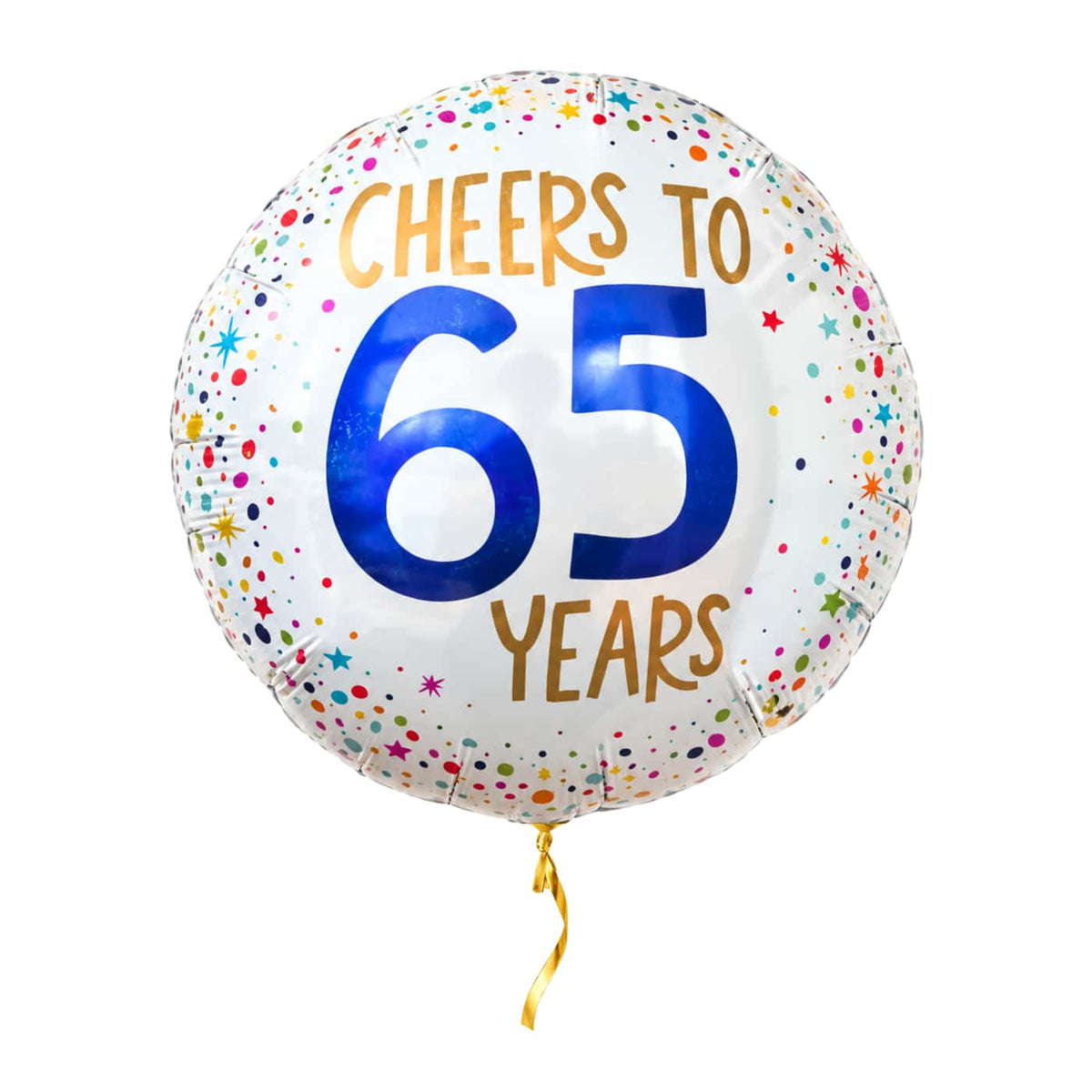 Cheers To 65 Years Helium Ballon – met helium gevuld, met gouden lint