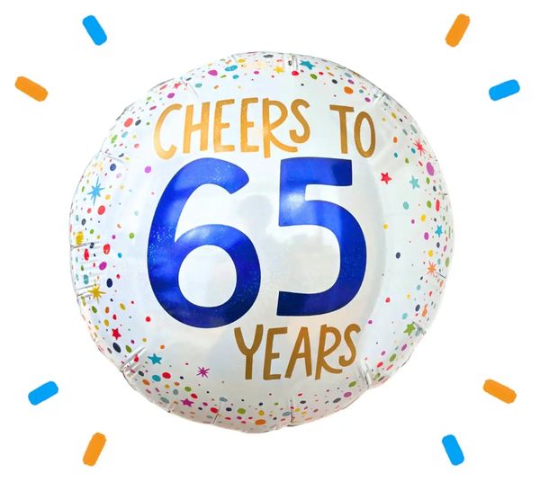 Cheers To 65 Years Helium Ballon - Gevuld Met Helium - 46 cm - Ballonnenshop.nl