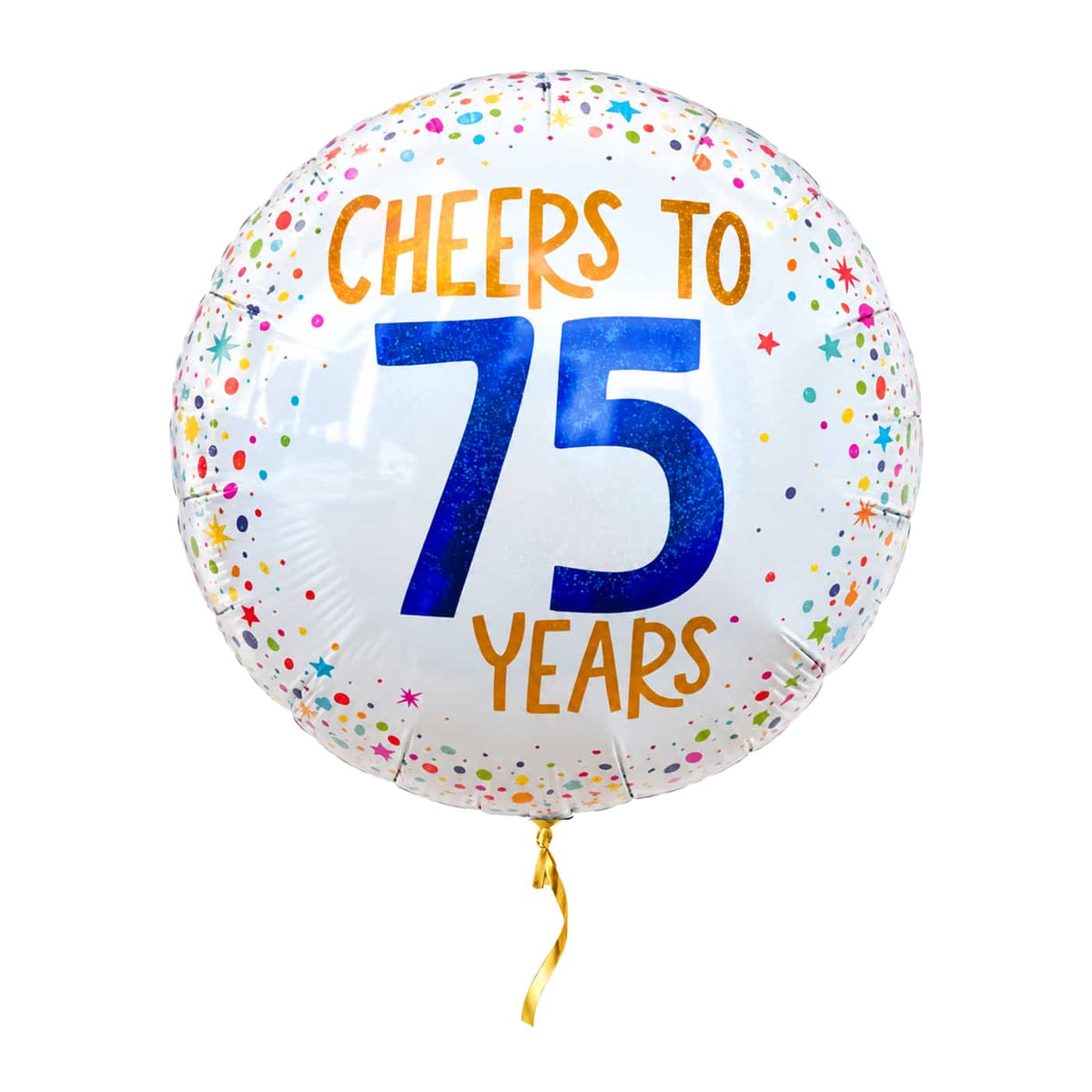 Cheers To 75 Years Helium Ballon – met helium gevuld, met gouden lint