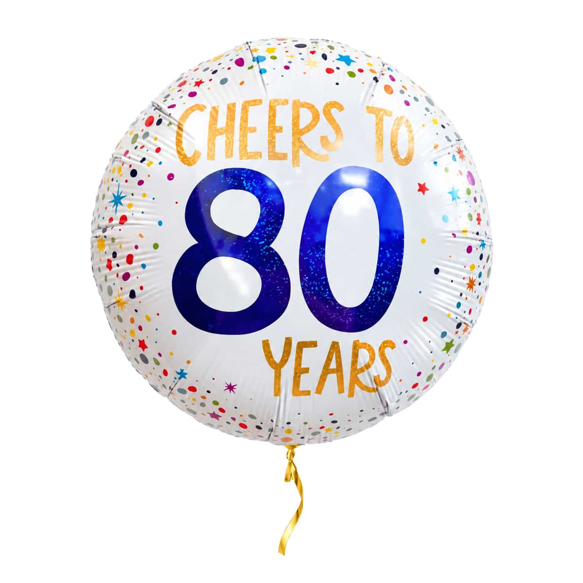 Cheers To 80 Years Ballon – met helium gevuld, met gouden lint