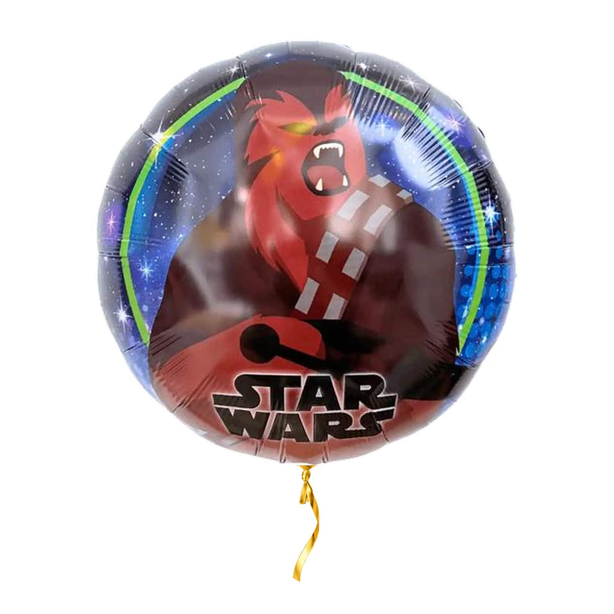 Chewbacca Helium Ballon – met helium gevuld, met gouden lint