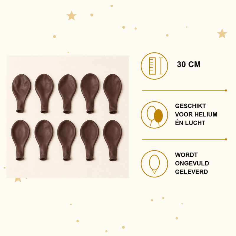Chocolade Bruine Ballonnen 10 Stuks 30 cm - Ballonnenshop.nl